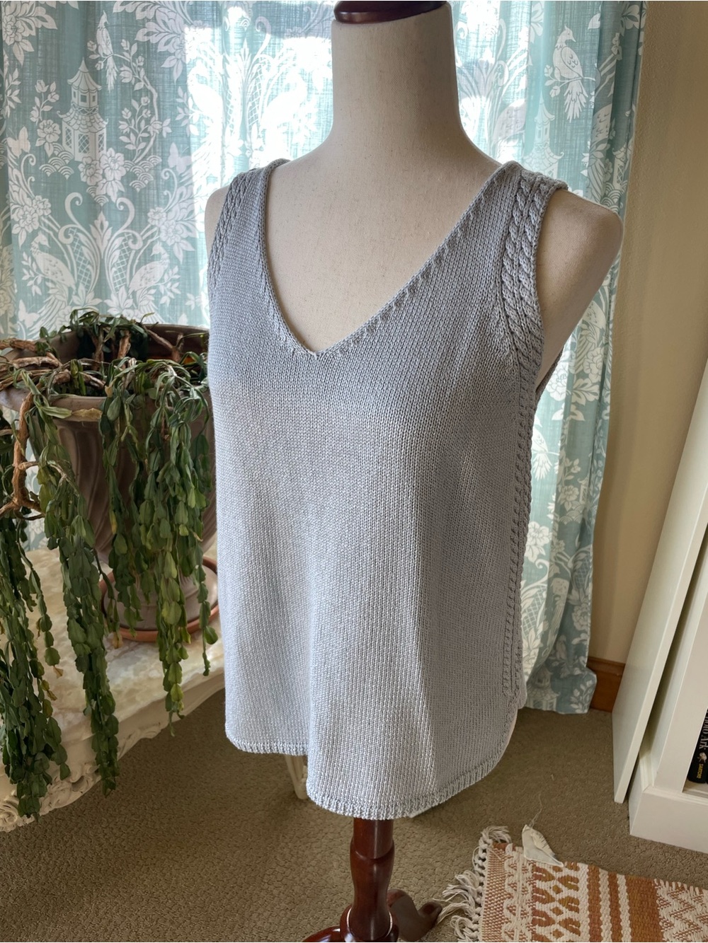 light gray cotton knit tank top